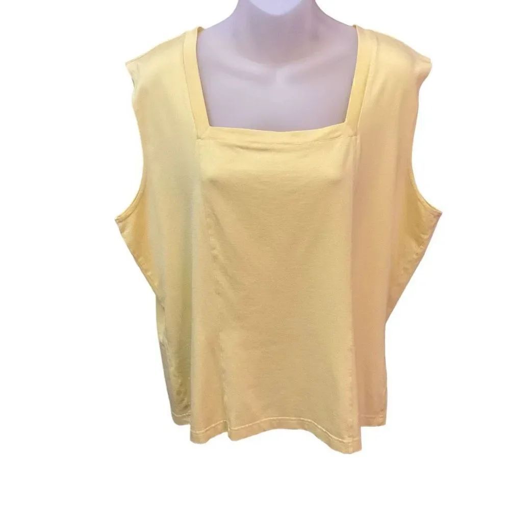 Doncaster Blouse Tank Top Silk Blend Square Neck Yellow Stretch Women Size XL